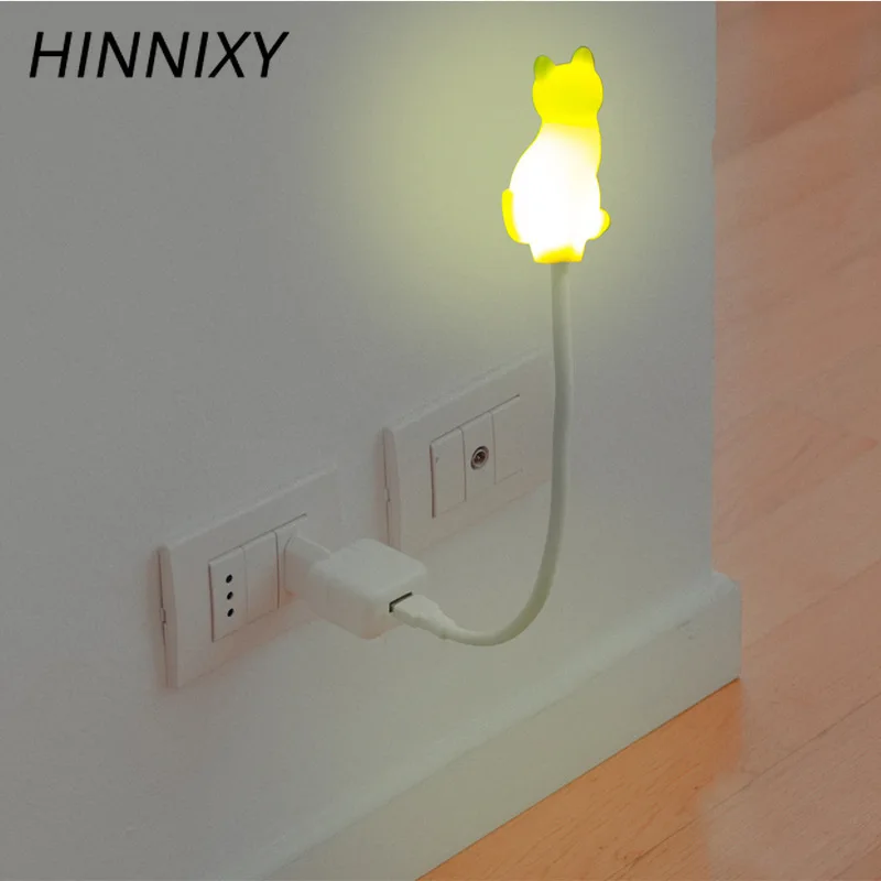 Hinnixy USB кошка моделирующая настольная лампа силиконовая животное DIY портативный