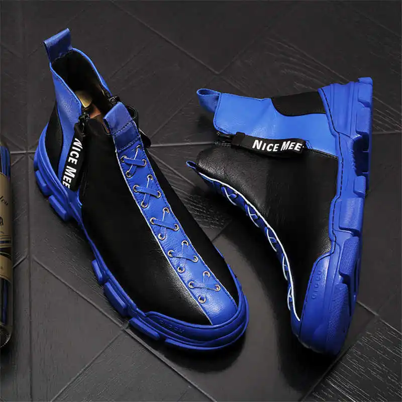 Beli Sepatu Kasual Bersirkulasi Atas Tinggi Pria Slip Kuning Sepatu Bot Pergelangan Kaki Ritsleting Flat Selebriti Web Hip Hop Zapatillas Hombre