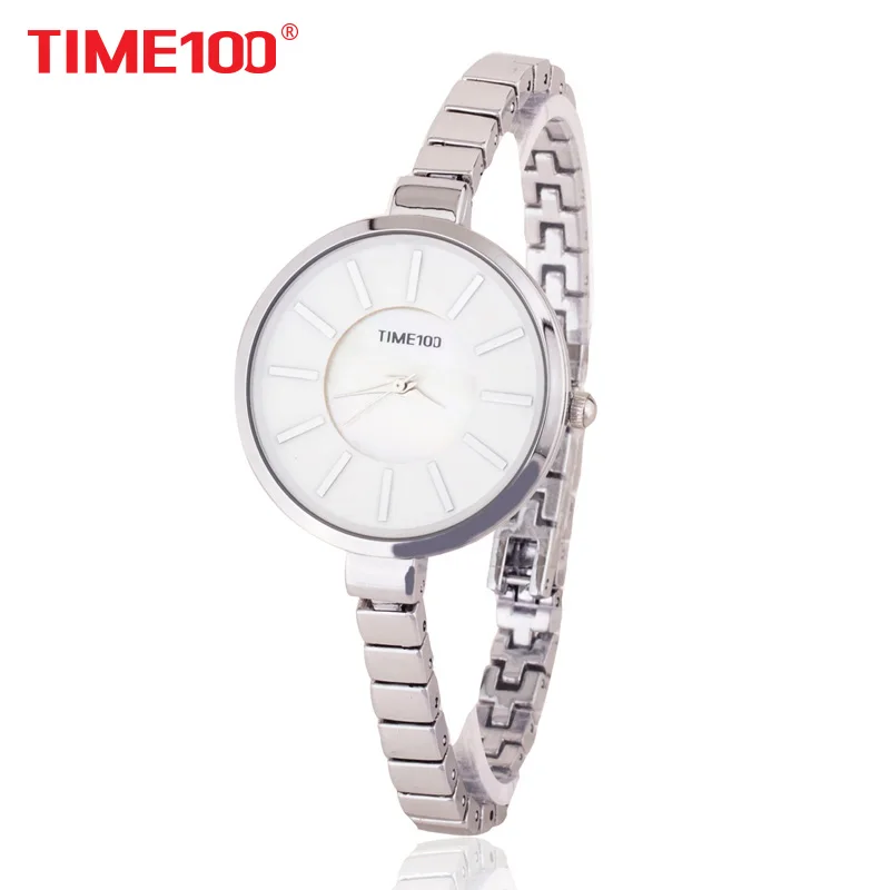 TIME100 Fashion Girls Quartz Watch Slender Metal Bracelet Small Clasp Waterproof Simple and Fresh For Girlfriend's Birthday Gift