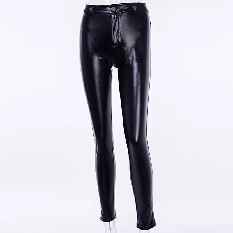 

Pencil Pants Gothic Moon Zipper Leather Pants Wear Stitching Sexy Dark Pu Pants Tight High Waist Matte Tight Autumn and Winter
