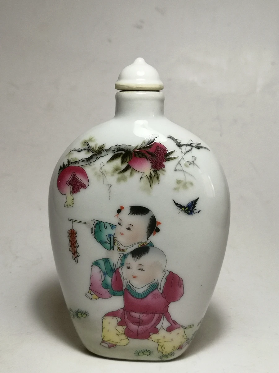 

YIZHU Culture коллекция произведений искусства Китай старый семейный фарфор Роза прекрасная фигурка мальчика табак бутылка