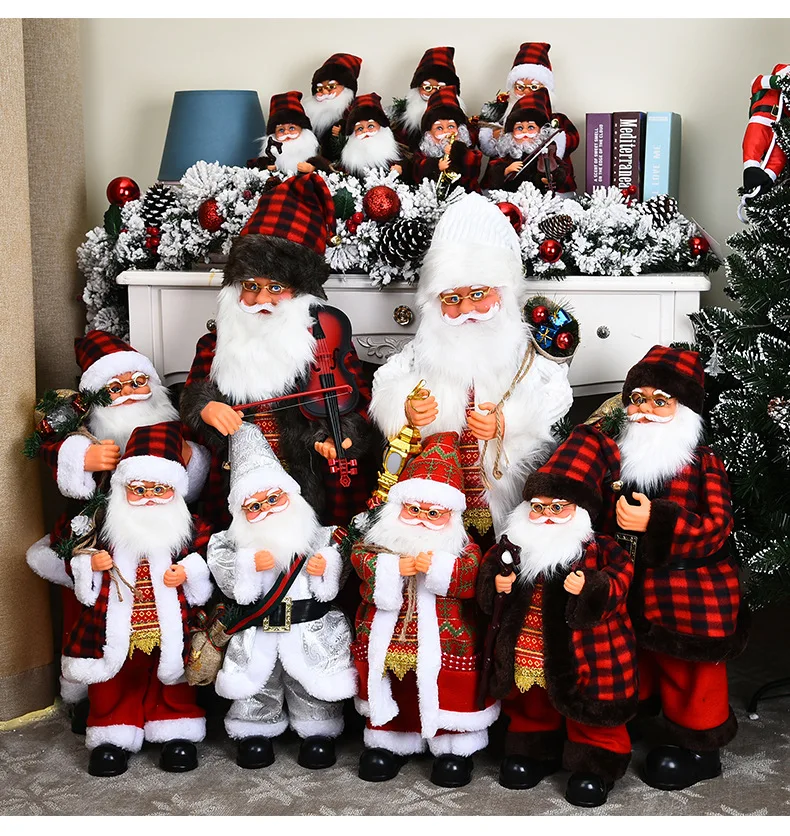 

45cm electric swinging Santa Claus with musical Christmas decorations for family merry christmas children's toys, happy new year