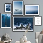 Плакаты и принты на холсте с изображением морских волн, голубого океана, для гостиной, домашнего декора