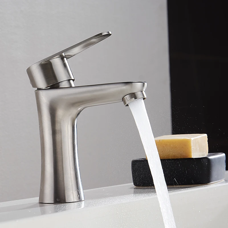 Нержавеющая сталь Ванная комната смеситель горячей и холодной одно отверстие