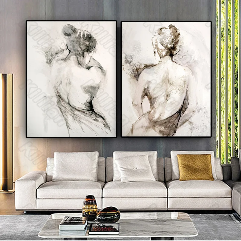 

Modern Brief Type Sketch Girl Back View Wall Painting Posters and Murals In Nordic Style for Living Room and Decoration