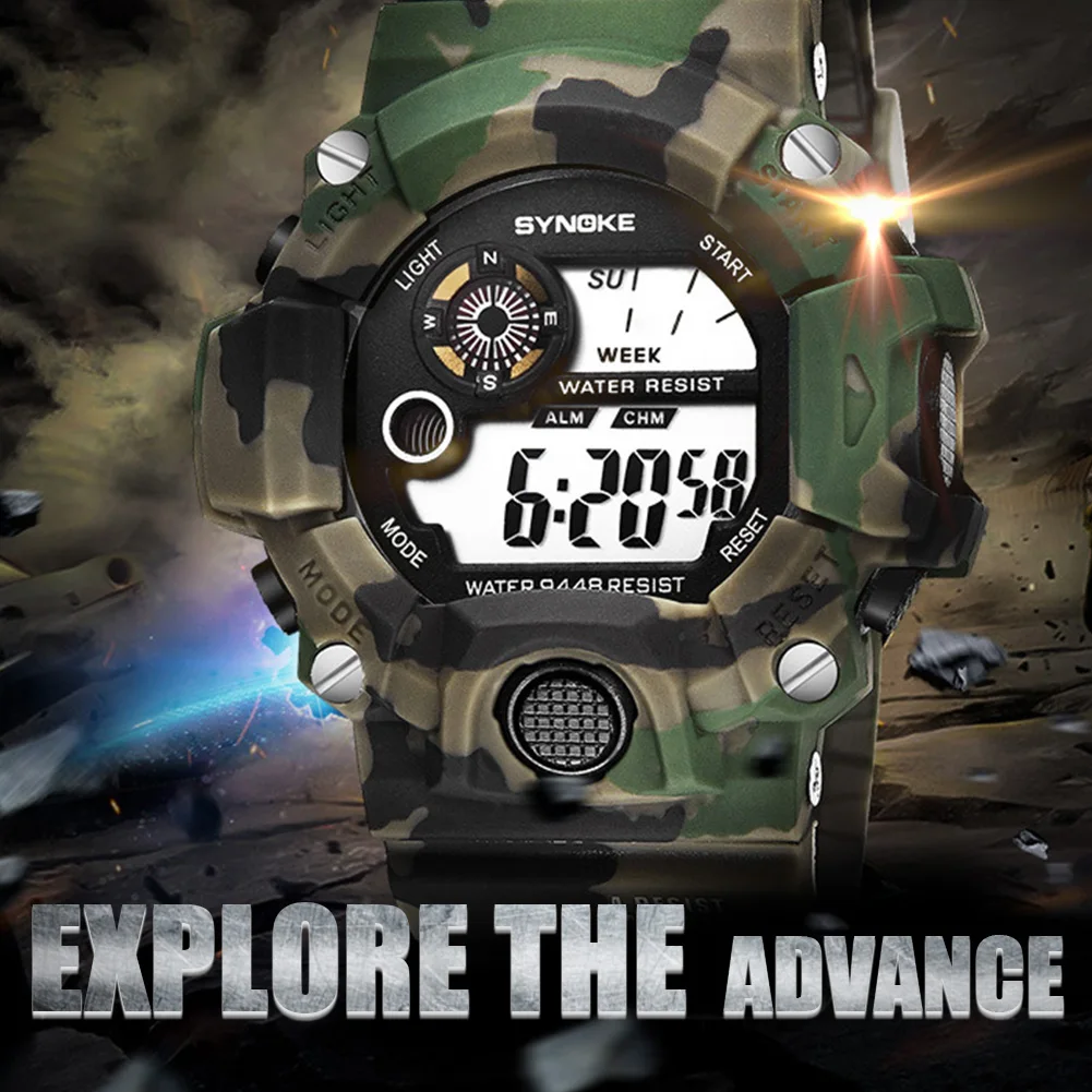 

Men Women Waterproof Wrist Watch Casual Electronic Watch Camouflage Military Watches Fabala Sport Digital UV Multifunctional ABS