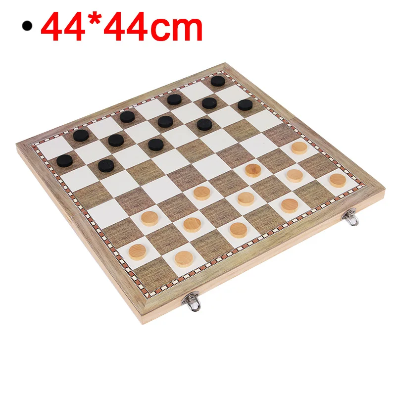 ZL green 44x44 cm Деревянный Шахматный набор, нарды, шашки, 3 в 1, шахматы для путешествий, деревянные шахматы и доски для детей, взрослых, три игры I1 - Цвет: ZL green 44x44 cm