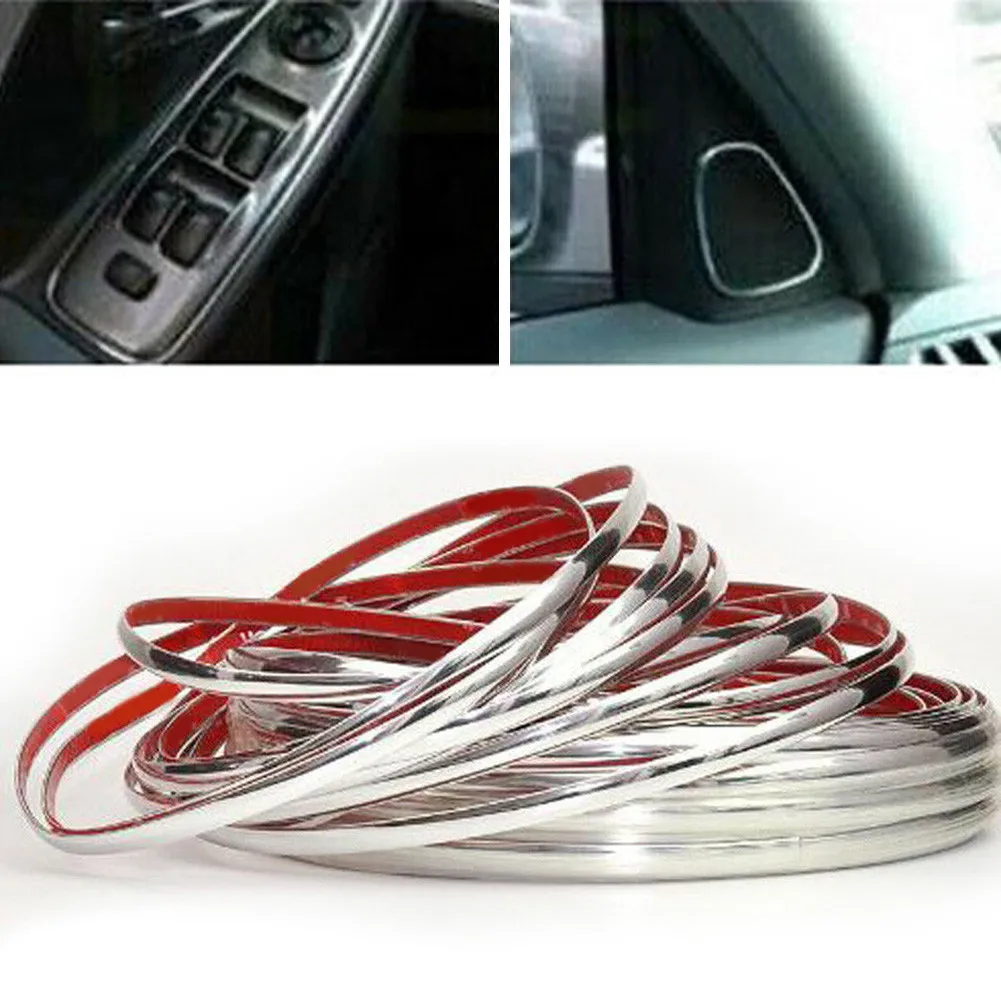 

10M Car Styling Auto Adhesive Side Door Chrome Strip Moulding Decoration Bumper Protector Trim Tape Exterior Accessories