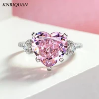 charms 925 sterling silver 1212mm heart shaped pink quartz rings for women wedding party fine jewelry romantic gift wholesale