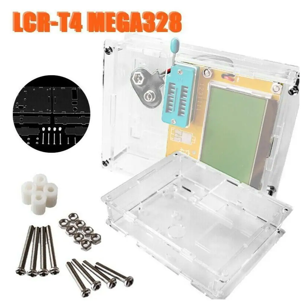 LCR-T4 Mega328 M328 Multimeter Transistor Tester ESR LCR Capacitance Acrylic Case NPN Diode with Meter Triode MOS PN D3K3 | Электроника