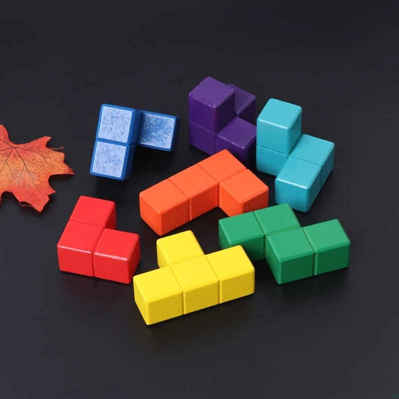 

NEW Tetris Magic Cube Multi-color 3D Wooden Puzzle Educational Brain Teaser Game
