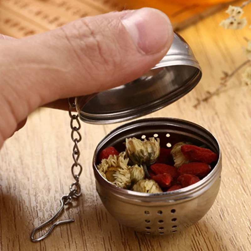 Нержавеющая сталь Чай Infuser сетчатый фильтр ложка блокировки специи мяч Rope Chain