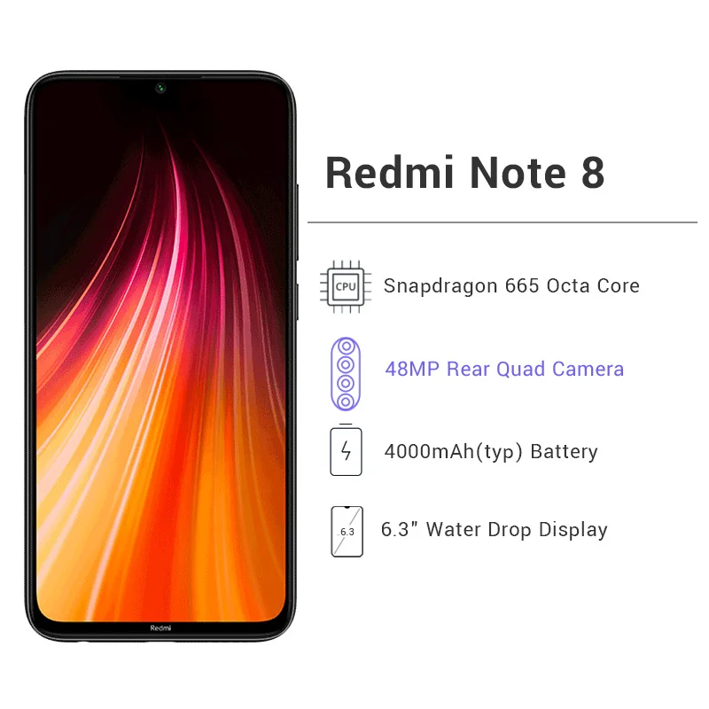 Xiaomi Redmi Note 8 смартфон с восьмиядерным процессором Snapdragon 665 ОЗУ 6 ГБ ПЗУ 64 48 МП| |