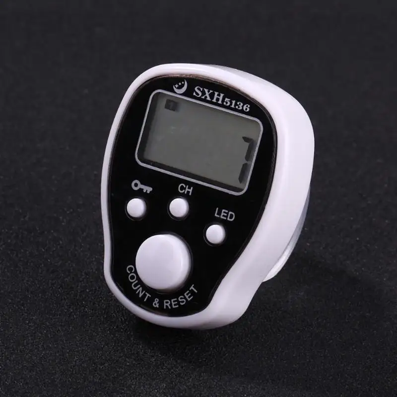 0-99999 Electronic Digital Counter Mini LCD Hand Held Finger Ring Night Luminous Tally Five Channels w/Locking Function Counter