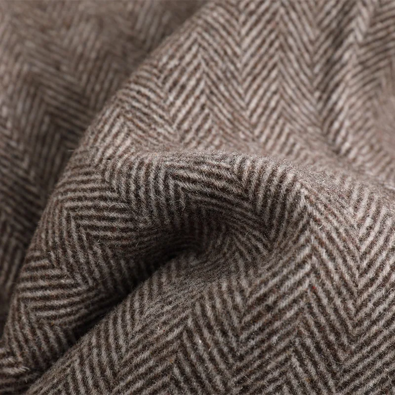 Женский 2019 FW двусторонний шерстяной Блейзер кофе елочка полосатый пиджак |