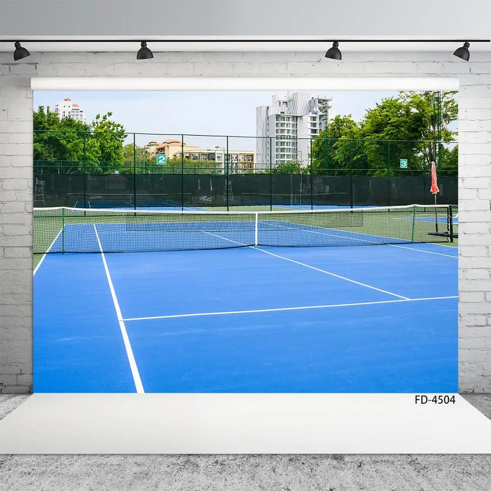 

Виниловый фон для фотосъемки с изображением теннисного корта и деревьев, реквизит для детской спортивной вечеринки