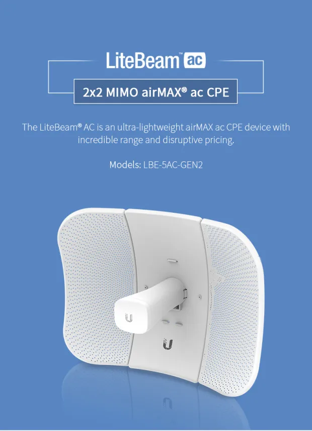 UBNT Открытый 5G дальний беспроводной мост Litebeam 5ac(LBE-5AC-Gen2) Протокол точка-многоточечная передача