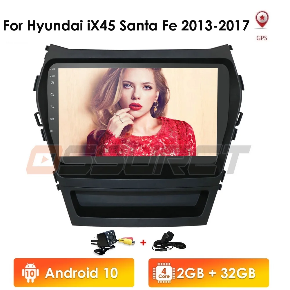 4G/2G/1G ОЗУ Android 10 для Hyundai iX45 Santa Fe 2013 2017 Автомагнитола GPS мультимедийный стерео плеер
