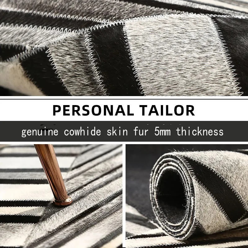 Роскошный кожаный ковер ручной работы в американском стиле натуральный мех