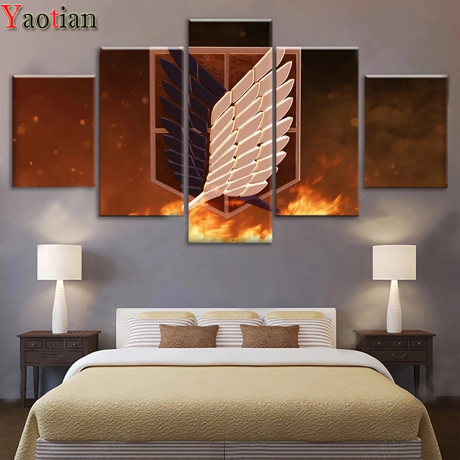 

5 Pieces Full Square/Round Diamond Mosaic Anime Angel Wings Rhinestone Embroidery Multi-Picture diamond painting cross stitch