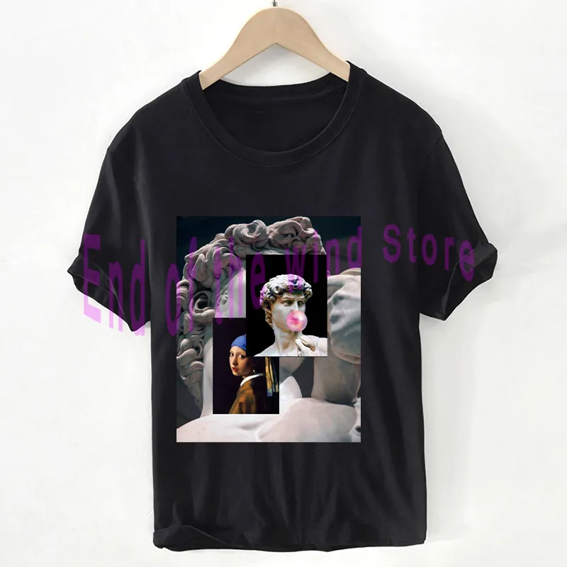 

Michelangelo Hands t shirt Unisex Aesthetic David T-Shirt women Van Gogh Starry Night Graphic 100% Cotton female/Man Pluse Size