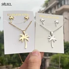 Новое ожерелье из нержавеющей стали с кокосовой пальмой для женщин, ожерелья для влюбленных, Гавайский пляж, Пальма серьги в виде дерева, ювелирные изделия для помолвки, подарки