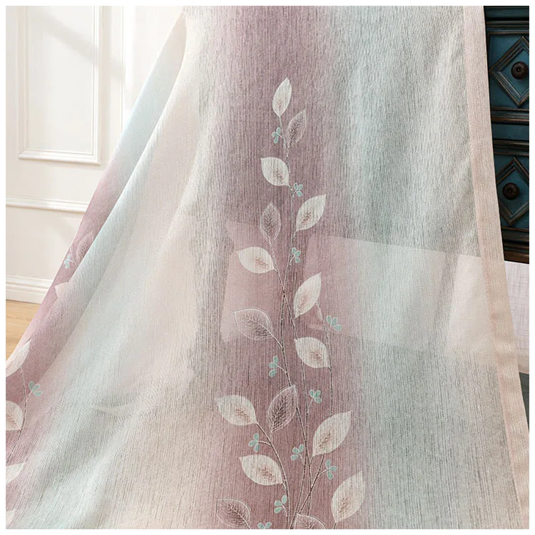 

Pink Vine Leaf Printing Curtains for Living Dining Room Bedroom Small Fresh Rattan Leaf Printed Curtain Fabric