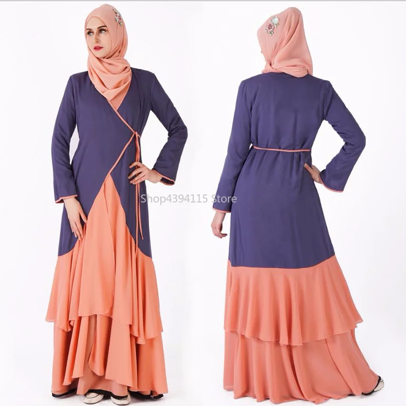 muslim adult fashion cardigan abayas female big swing ruffles stitching islamic abaya kimono prayers clothes wq1052 | Тематическая