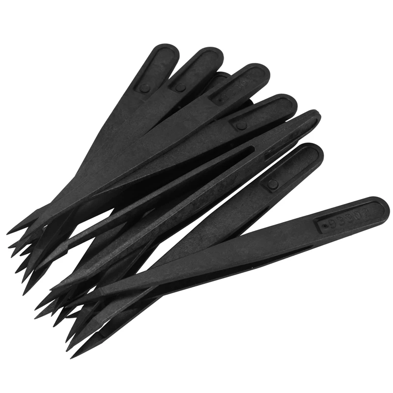 

4 Pcs 3mm Punching Tools for Leather Crafts 1+2+4+6 Tips & 10 Pcs Black Plastic Tip Head Anti Static Tweezer 12cm Length