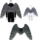 Карнавальный костюм для детей и взрослых, белые крылья ангела, черные крылья дьявольского демона, реквизит для детей, девочек, Маскарад на день рождения