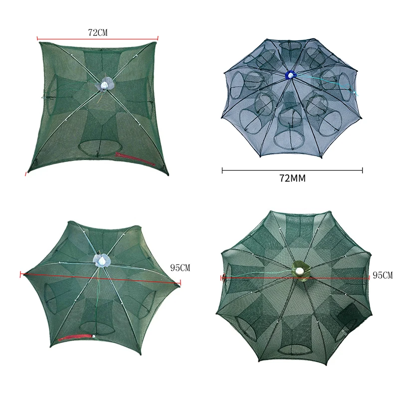 Усиленная Автоматическая рыболовная сеть с 2-16 отверстиями клетка для креветок