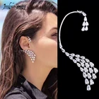 Роскошные циркониевые каплевидные ушные манжеты, женские регулируемые Асимметричные свадебные серьги, клипсы вечерние Ринок, одиночные манжеты, ювелирные изделия в подарок