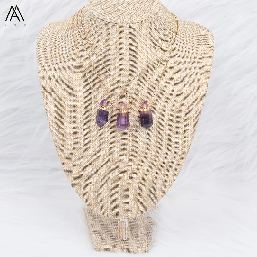 Изящная маленькая аметистская кварцевая подвеска в виде бутылочки парфюма