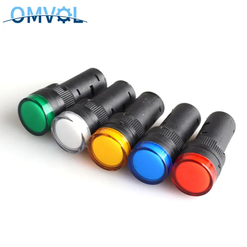 Светодиодный сигнальный светильник 16 мм синий зеленый красный белый желтый 5 В (6 3
