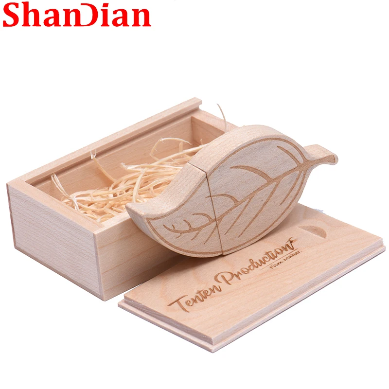 

USB-флеш-накопитель SHANDIAN в виде деревянных листьев, 128 ГБ, 64 ГБ