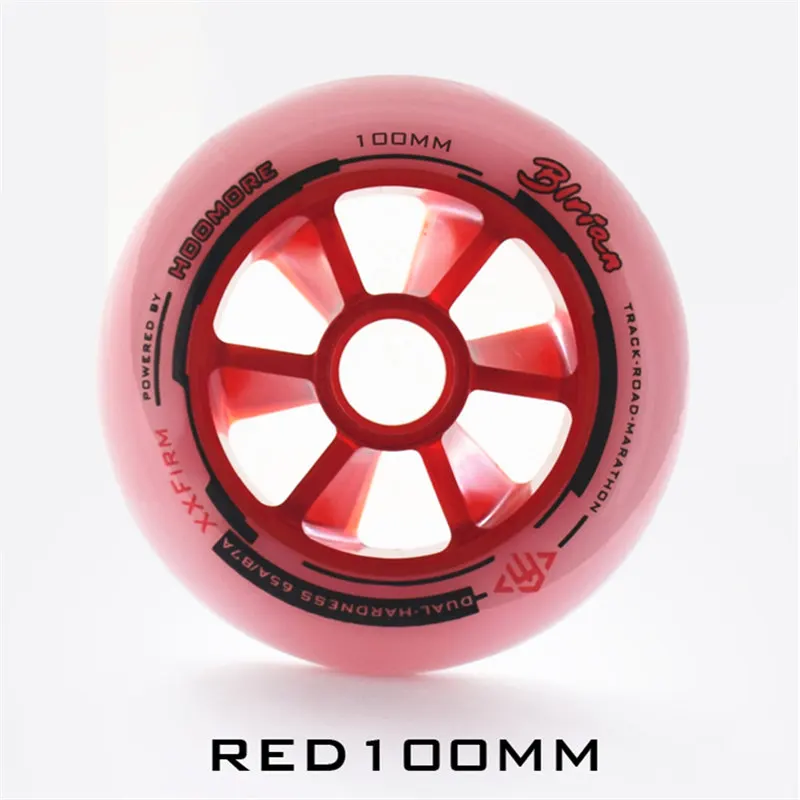 2 Red 100mm wheels XXFirm синий и красный цвета Magic Dualcore 65A 87A эластичный встроенный Скорость роликовых коньков 3-х колёсный дорожный гоночной трассе 100 мм 110 мм Patines Родас 2 шт - Color: 2 Red 100mm wheels