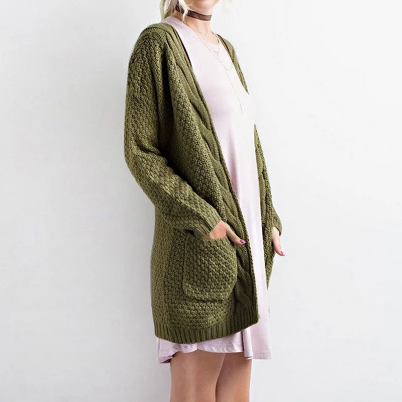 

Fashion Women Long Sleeve Loose Knitting Cardigan Sweater Women Knitted Female Cardigan Pull Femme