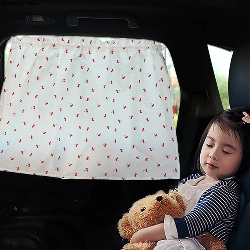 

Suction Cup Curtain Car Window Sunshade Cover Cartoon Universal Side Window Sunshade UV Protection For Kid Baby Cherry Cotton