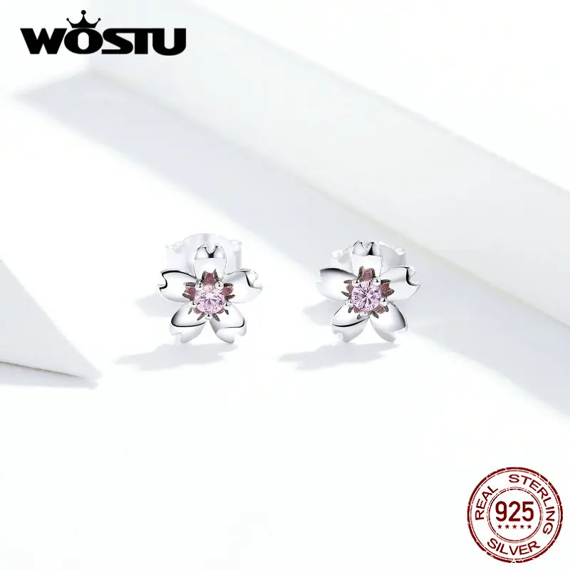 WOSTU Новое поступление 100% Стерлинговое Серебро 925 пробы серьги в виде цветка