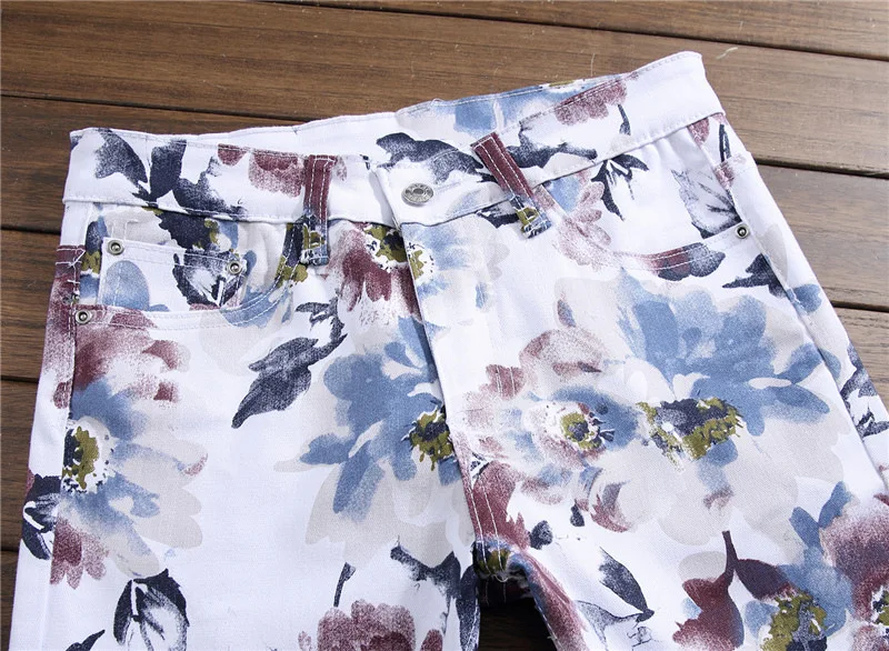 

Erkek Pantolon Jean 4D Stereo Stretch Digital Men's Men's Printing Jeans Buttons Fly Jeans Slim Skinny Summer Ripped Denim Pants