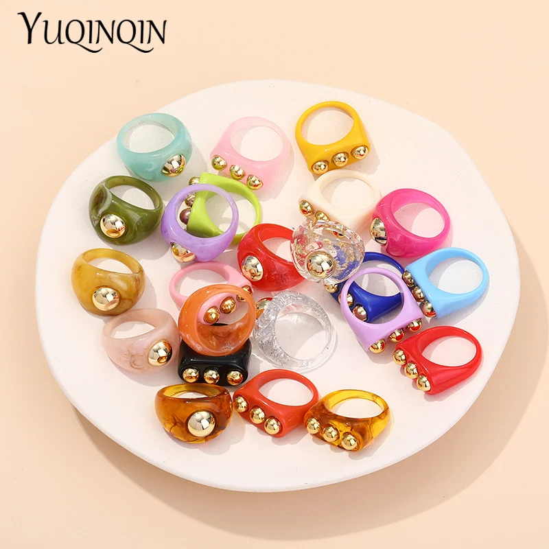 Женское кольцо из акриловой смолы разноцветное Винтажное в стиле панк с