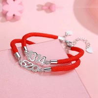 korean version of 925 silver plated couple 520 1314 natal year red string bracelet female valentines day gift jewelry wholesale