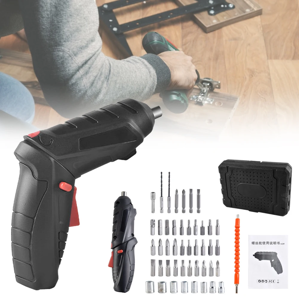 

Electric Screwdriver USB Rechargeable Light Cordless Multi-function Power Drill Screwdriver Power Tools With Bits Power Tools
