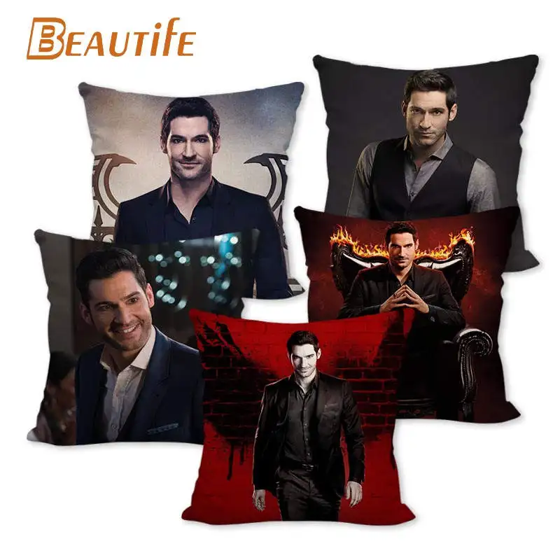 

45X45cm Lucifer TV Pillow Cover Square Zipper Cotton Linen Fabric Pillow Cases Bedroom Home Decorative Boys Girls Gift