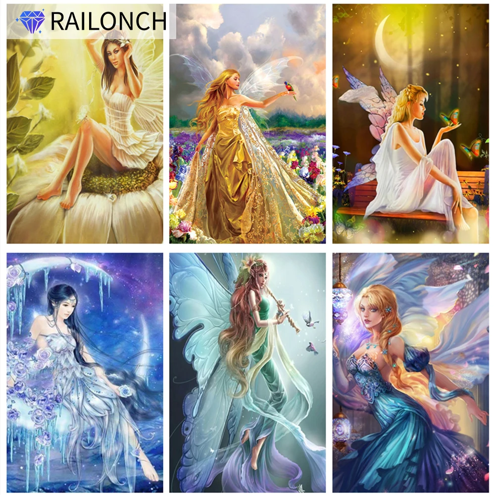 

RAILONCH Full Drill Round 5D DIY Diamond Painting Beautiful Girl Diamond Embroidery Cross Stitch Mosaic Home Decoration