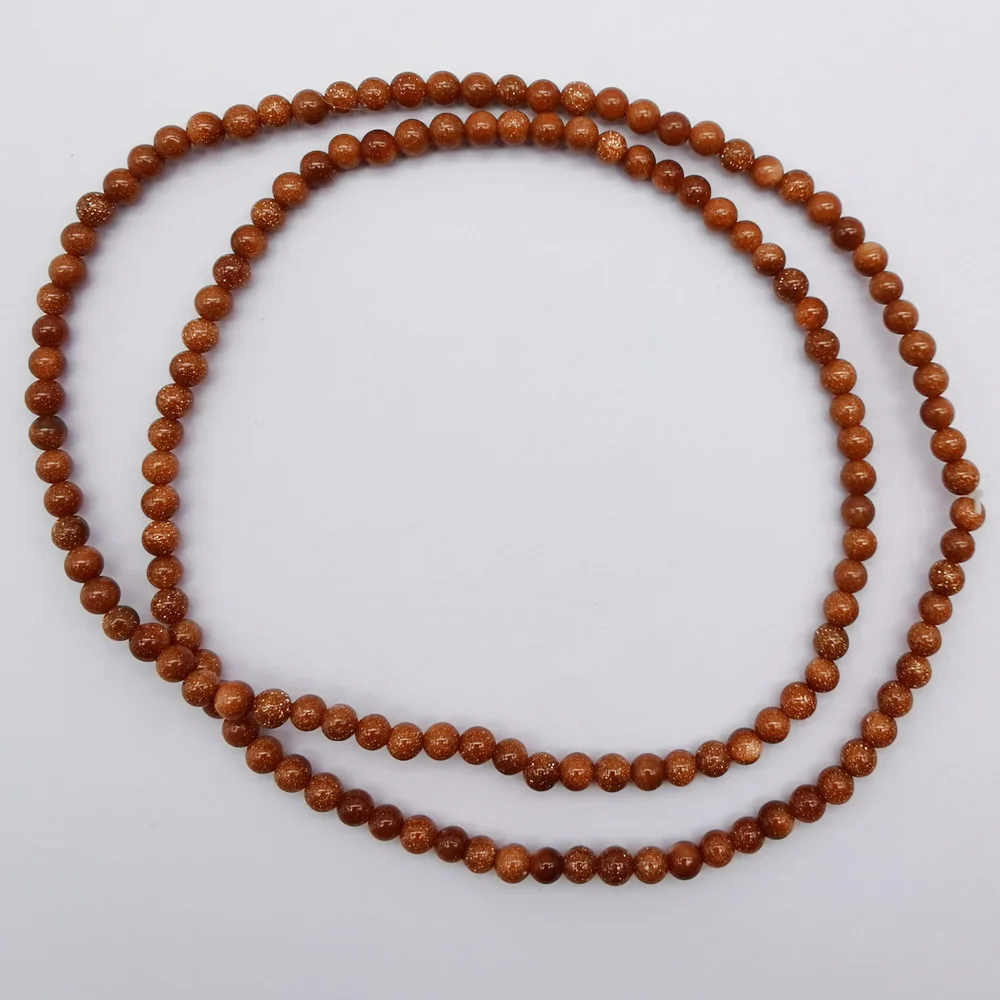 Браслет с золотистыми бусинами из песчаника 4 мм ожерелье-браслет стрейчевое