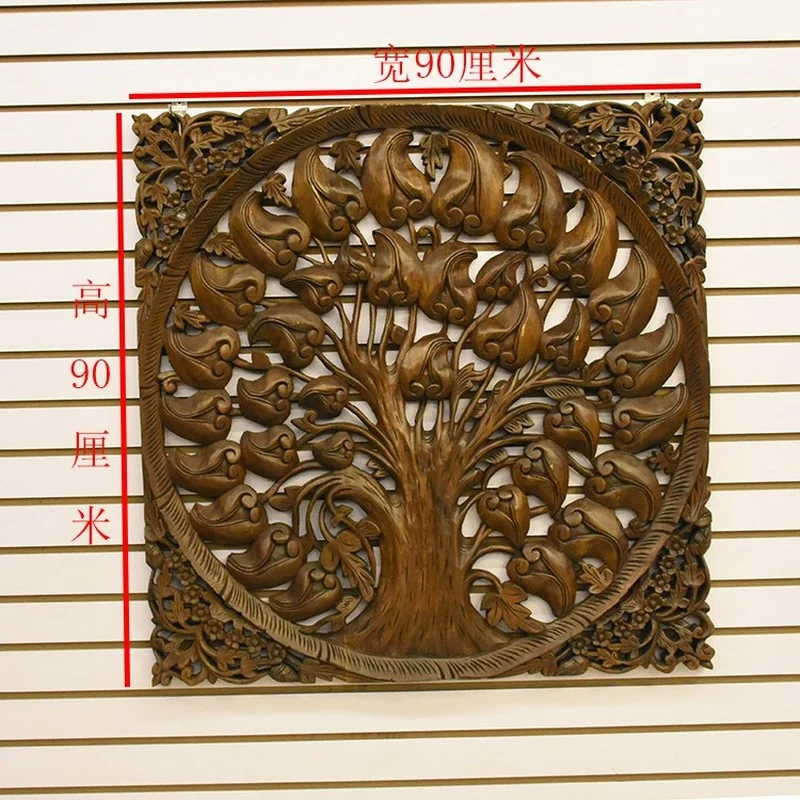 

Thailand teak linden carved board Southeast Asia creative retro background wall hotel SPA wall decoration living room decoration