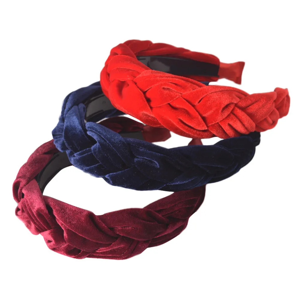 3 шт./компл. нескольких цветов бархатная повязка на голову в виде косички