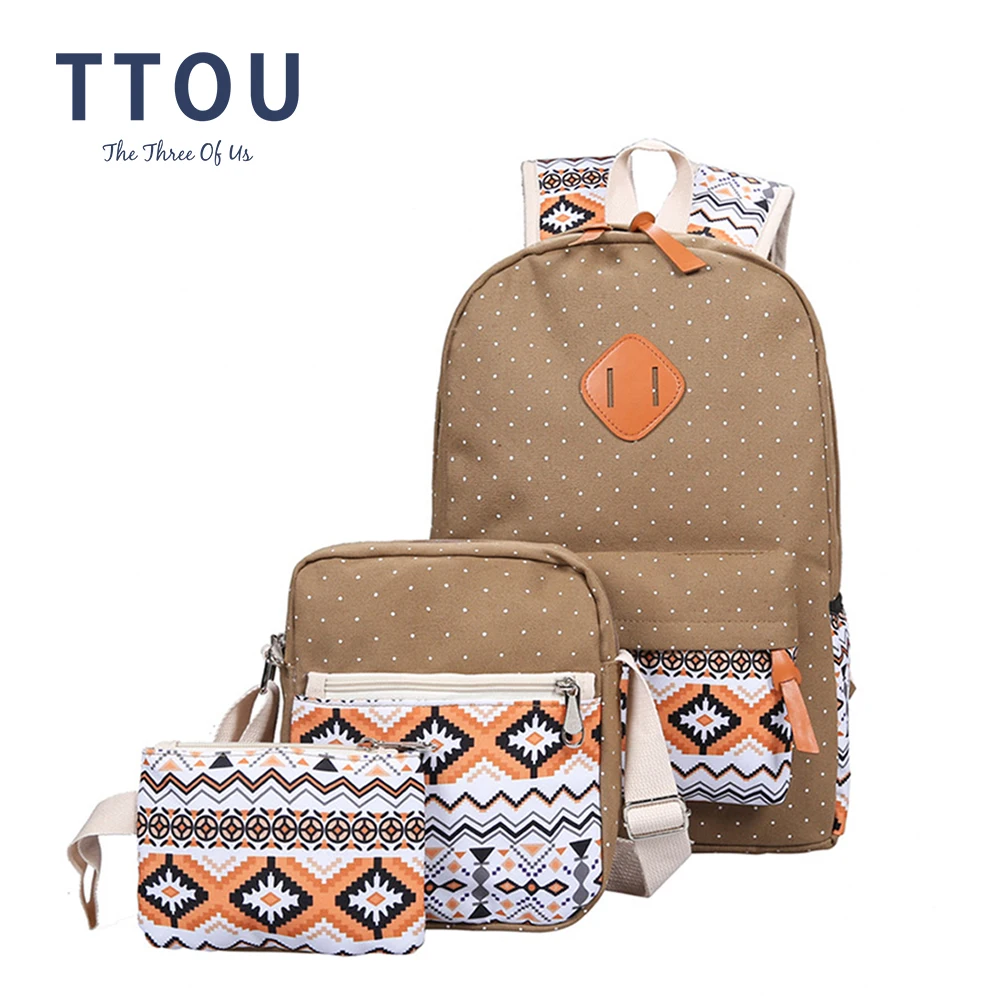 TTOU Стильный Холщовый Рюкзак с принтом женские школьные сумки для