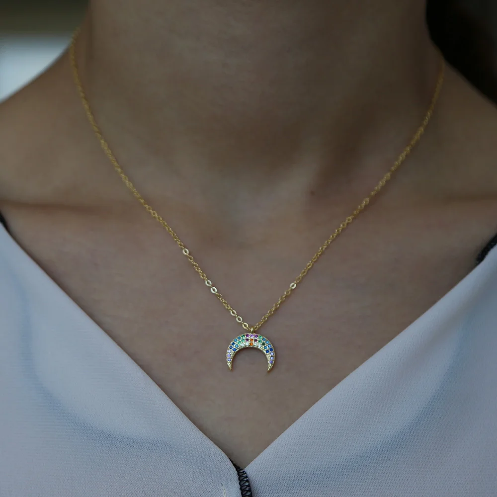 2021 Корея Нежный 925 шарма стерлингового серебра полумесяц Кулон для сексуальных